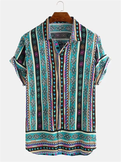 Striped men's short sleeve shirt