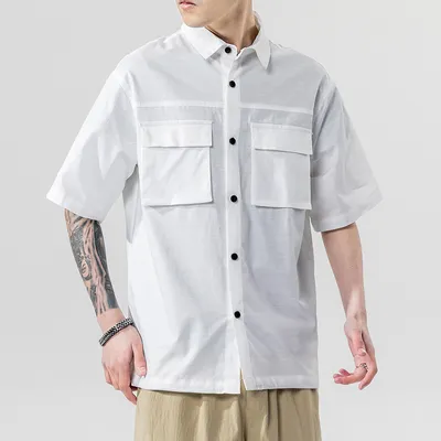 Summer drawstring hem tooling short sleeve