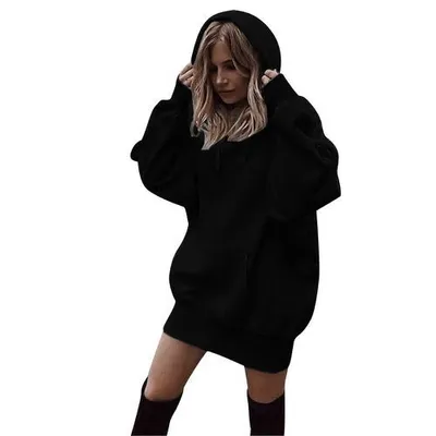 Women's hooded loose long sleeve thick sweater