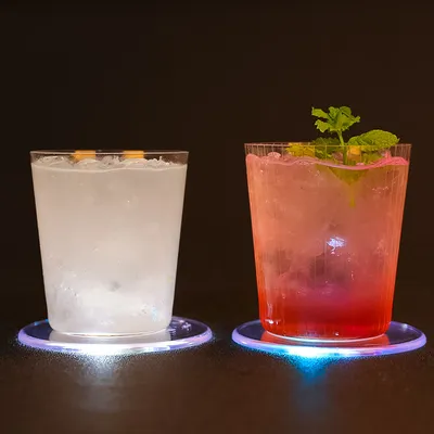 قاعدة أكواب مضيئة بتقنية LED، قاعدة أكواب متوهجة، قاعدة أكواب كوكتيل، لوازم الحفلات