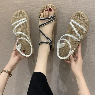 All-match straw beach shoes