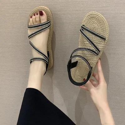 All-match straw beach shoes