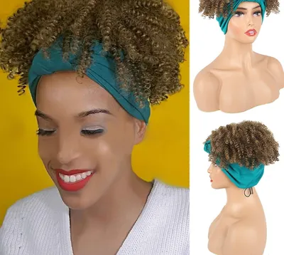 Fluffy short curly hair scarf