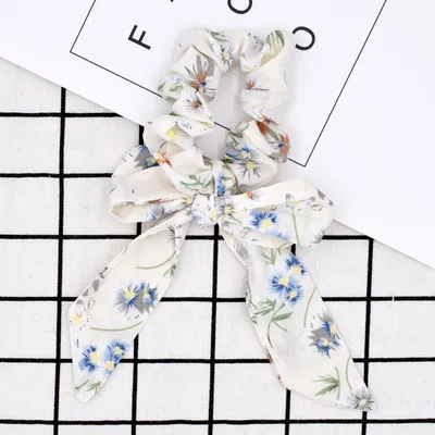 Small floral ponytail long streamer hair band