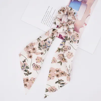 Small floral ponytail long streamer hair band