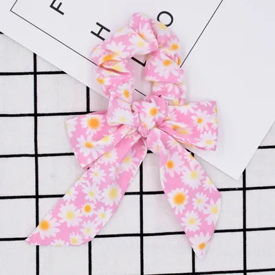 Small floral ponytail long streamer hair band
