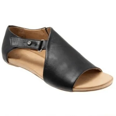 Fish Mouth PU European and American Sandals Flat Heel