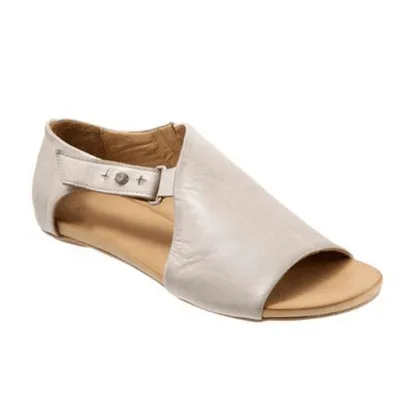 Fish Mouth PU European and American Sandals Flat Heel
