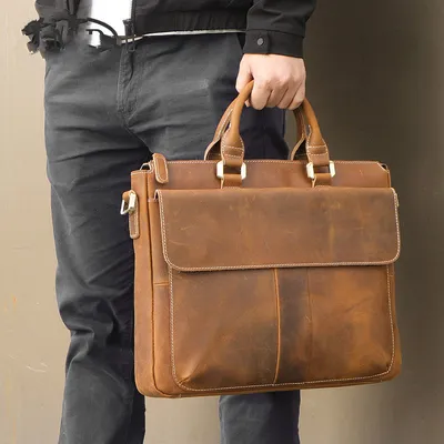 Retro Crazy Horse Leather Crossbody Bag