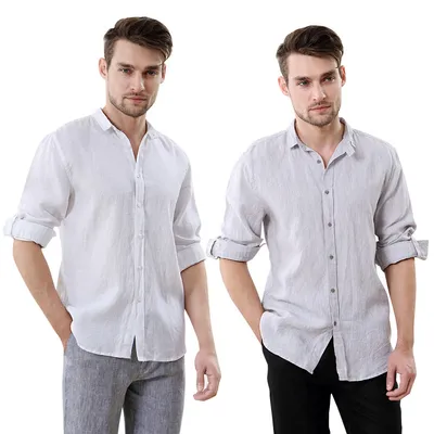 Men's shirt long sleeve square collar shirt
