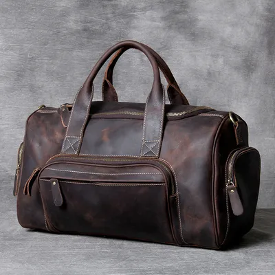 First layer leather big travel bag