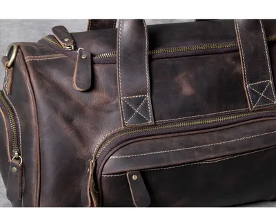 First layer leather big travel bag