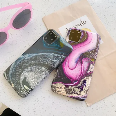 Colorful crystal marble pattern phone case