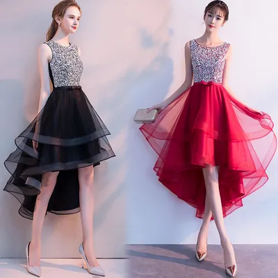 Slim slim dress with short front and long back