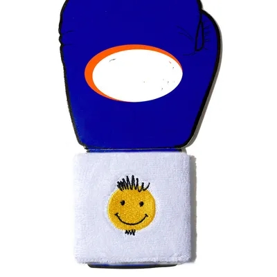 Male white smiley sports wrist brace