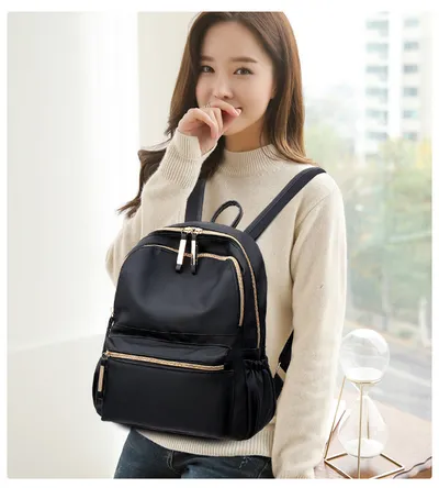 Waterproof Oxford Backpack Women Black School Bags