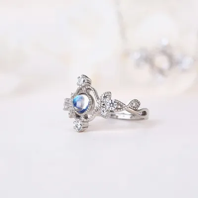 Blue Moonstone 925 Sterling Silver Ring
