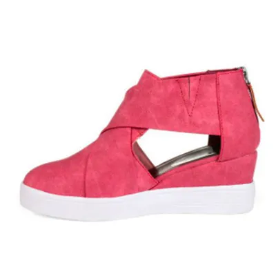 New style zipper wedge women's shoes