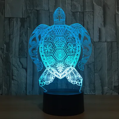 Doodle sea turtle colorful 3D lights