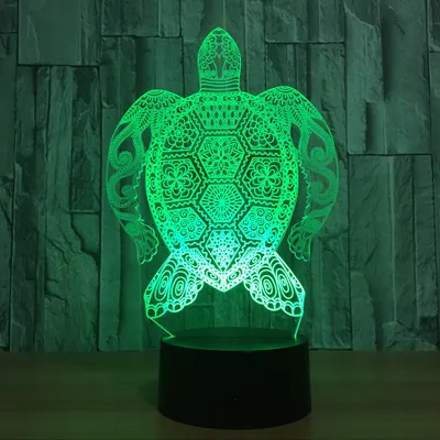 Doodle sea turtle colorful 3D lights
