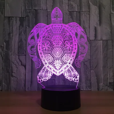 Doodle sea turtle colorful 3D lights