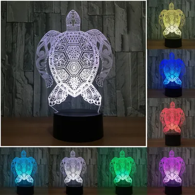 Doodle sea turtle colorful 3D lights