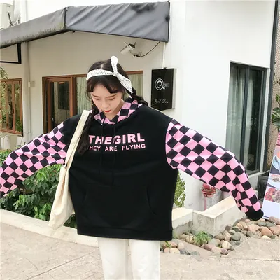Check panel sweater