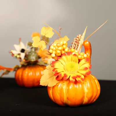 Pumpkin decoration and maple leaf props