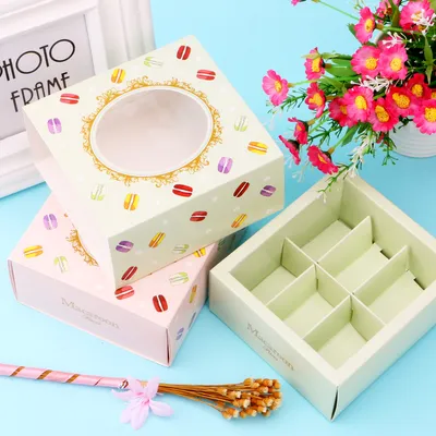 6-compartment macaron candy small pastry box