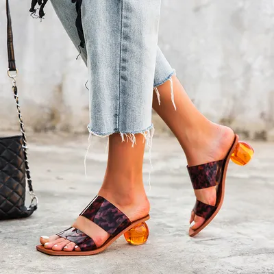 Women's high heel sandals with thick heel