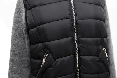 Knit panel hooded cotton coat