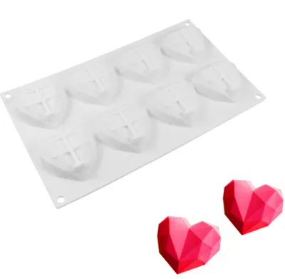 Silicone Cake Mould with 8 Diamond Love Mousse Silicone Mould