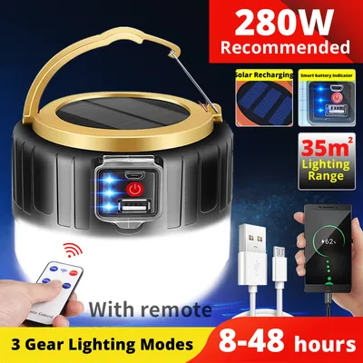 Outdoor LED solar charging remote control tent lamp