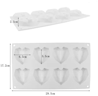 Silicone Cake Mould with 8 Diamond Love Mousse Silicone Mould