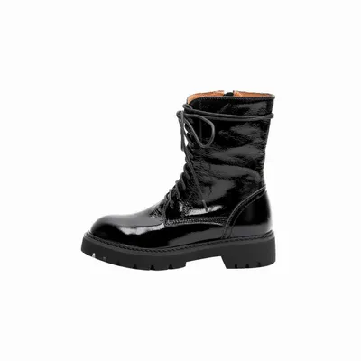 Round head lace-up motorcycle single boots