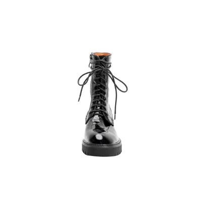Round head lace-up motorcycle single boots