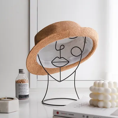 3D black metal hat holder woman face model