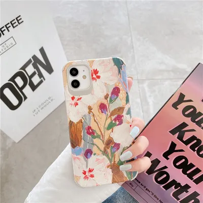Vintage oil painting flower phone case
