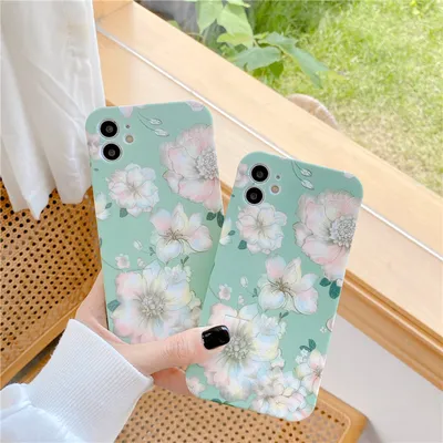 Flower phone case with green background