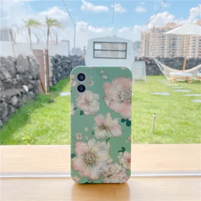 Flower phone case with green background