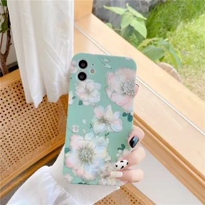 Flower phone case with green background