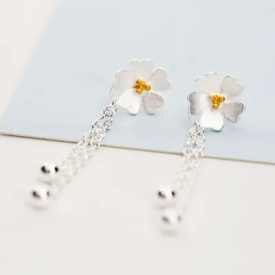 Sterling Silver Fashion Hundred Cherry Blossom Ear Jewelry