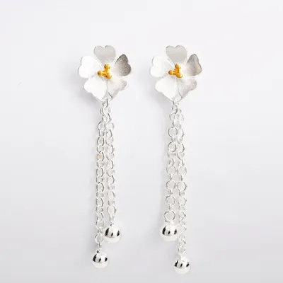 Sterling Silver Fashion Hundred Cherry Blossom Ear Jewelry