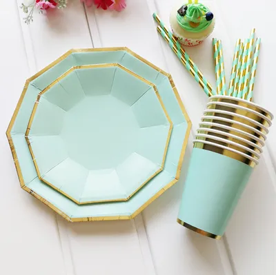 Bronzing solid color mint green paper cup