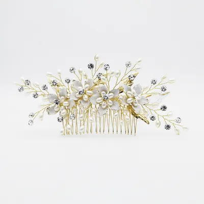 Flowers and leaves in hair ornaments