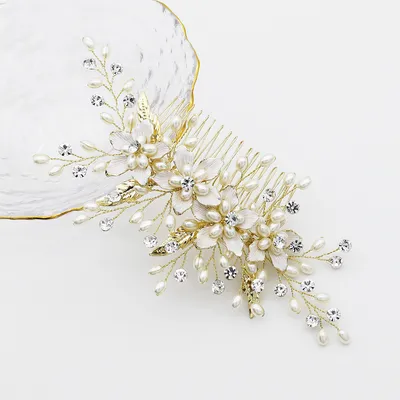 Flowers and leaves in hair ornaments