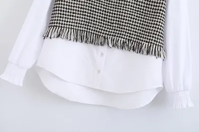 Tweed panel shirt