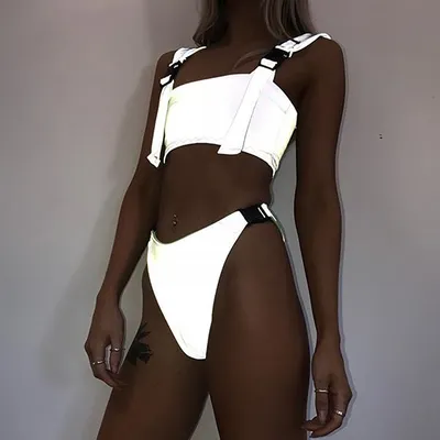 Schoolbag buckle stitching split swimsuit