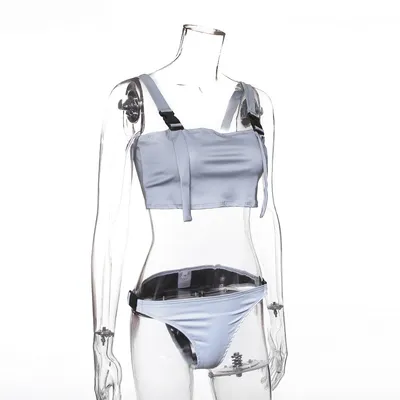 Schoolbag buckle stitching split swimsuit