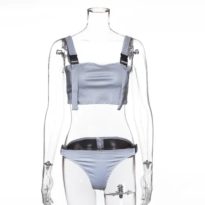 Schoolbag buckle stitching split swimsuit